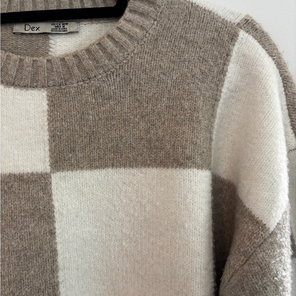 Dex Brown and Cream Crew Neck Sweater - Picture 2 of 2